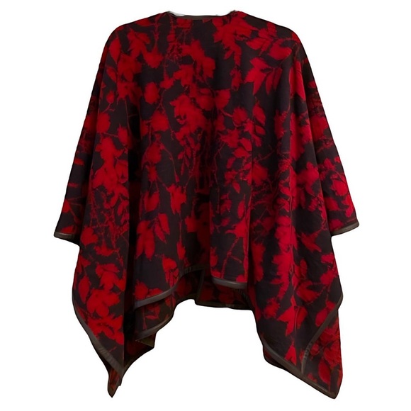 BCBGMAXAZRIA RUDY Ink Combo Collarless Open Front Asymmetric Wool Cape Wrap NEW - Picture 5 of 10